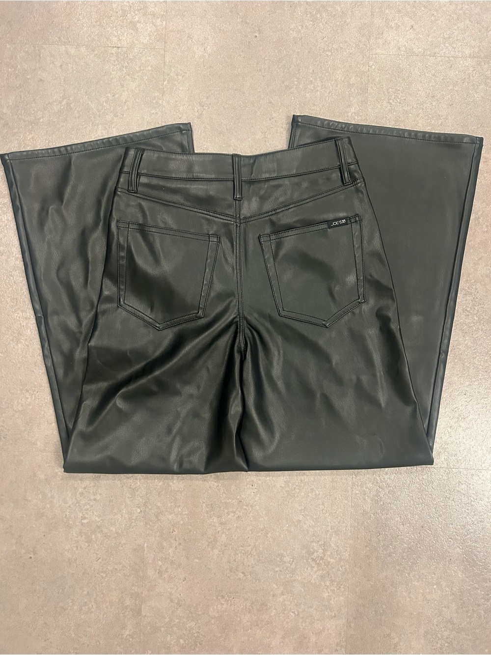 Joe’s Jeans The Mia Black Faux Leather High Rise Wide Leg Pants Size 26 - Picture 5 of 7